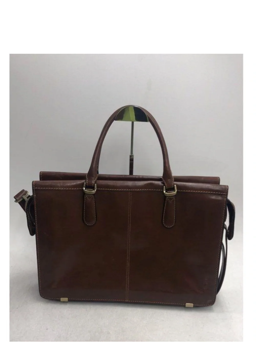Tony Perotti Italian Leather Brown Laptop Briefcase Crossbody Bag